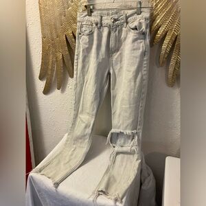 ❌American Eagle destroyed distressed light wash jeans size 0